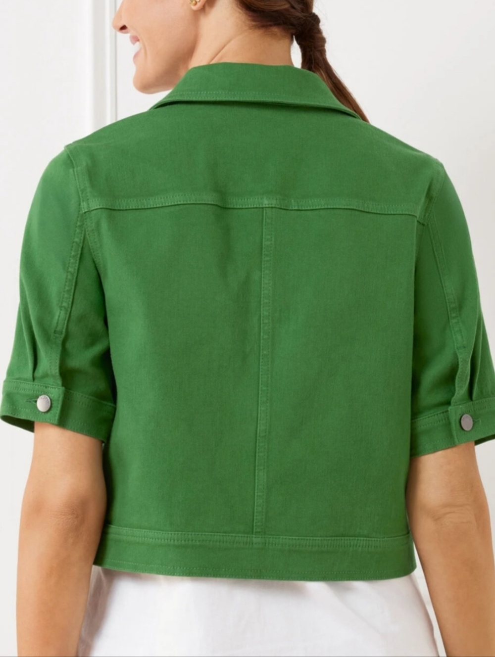 Talbots green denim short sleeved jacket Medium - Picture 2 of 11